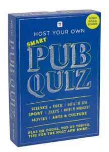 The blue box of a 'host your own' pub quiz game.